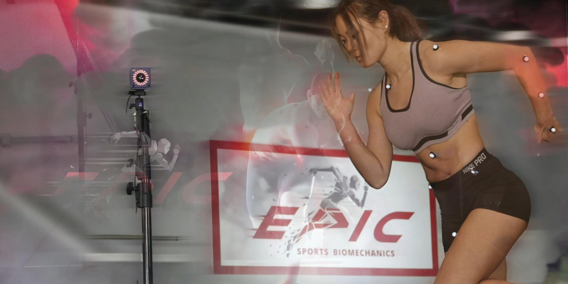 female athlete training with biometric cameras